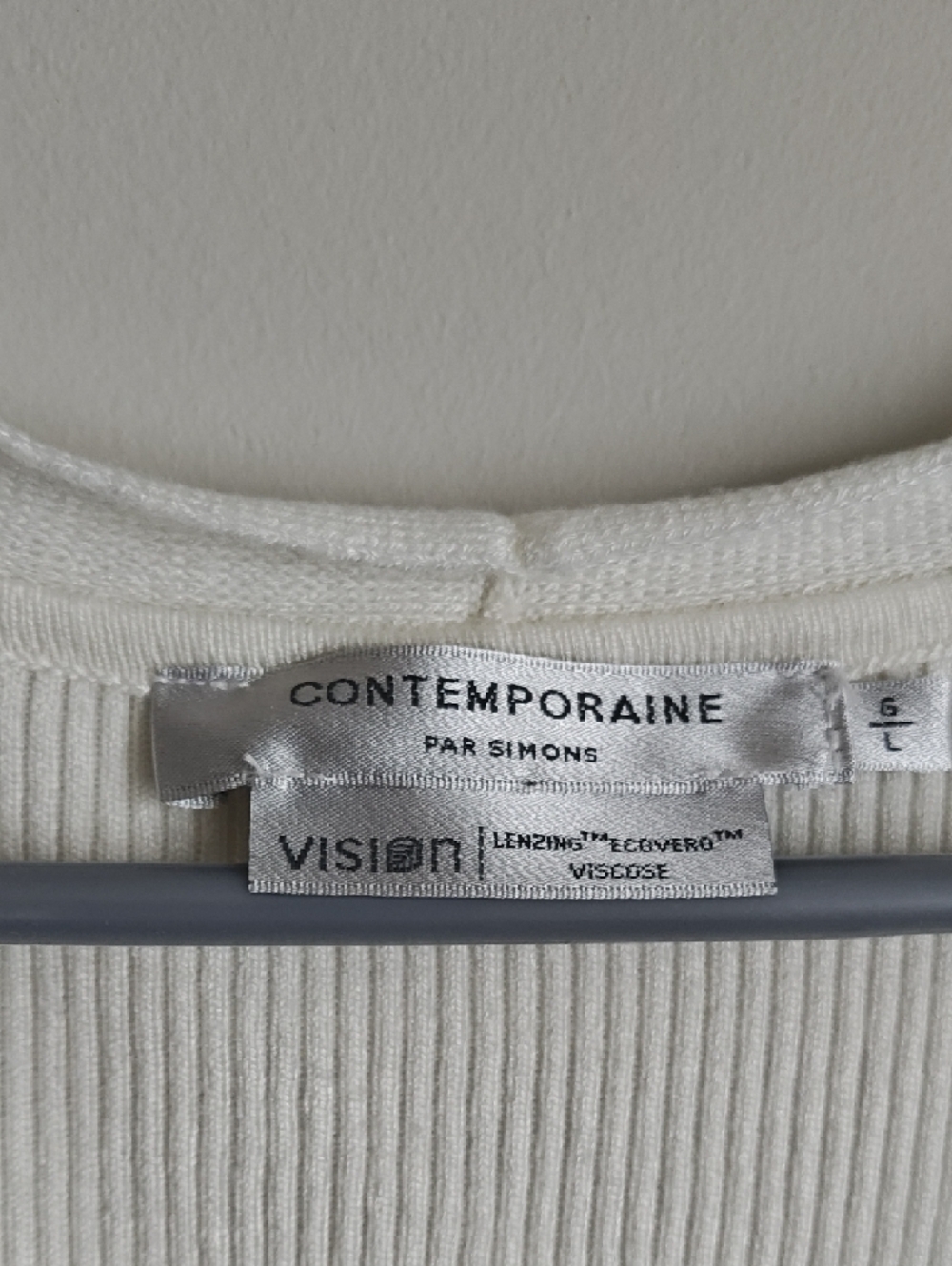 Simons Cream Ribbed V-Neck Button Cardigan - Picture 4 of 7